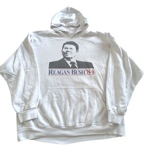 Reagan Bush 84 Presidential Campaign Hoodie Sweatshirt 2XL Heavy Blend Political